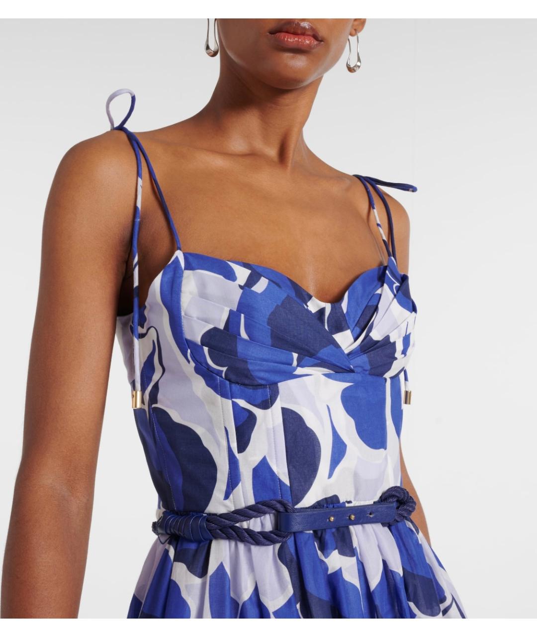 REBECCA VALLANCE Синее хлопковое коктейльное платье, фото 4