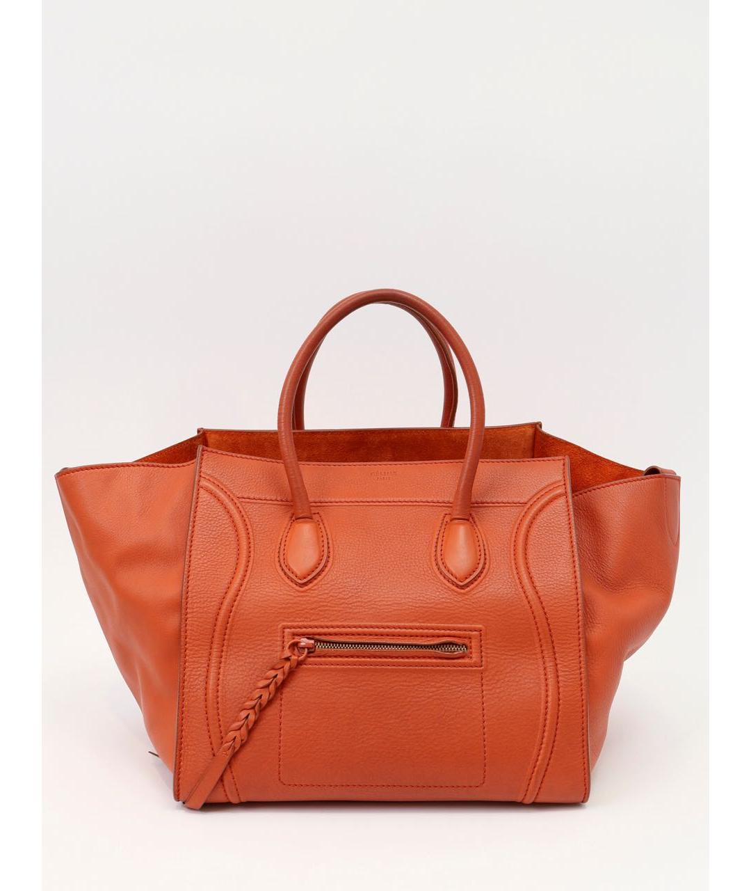 CELINE Оранжевая кожаная сумка тоут, фото 9