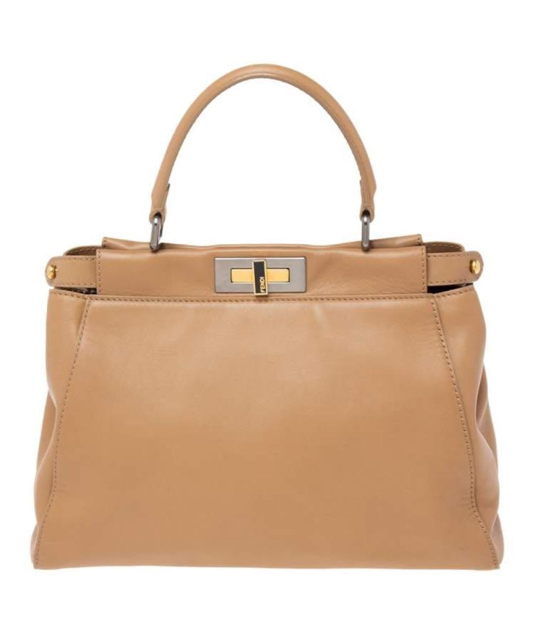 FENDI Коричневая кожаная сумка с короткими ручками, фото 9