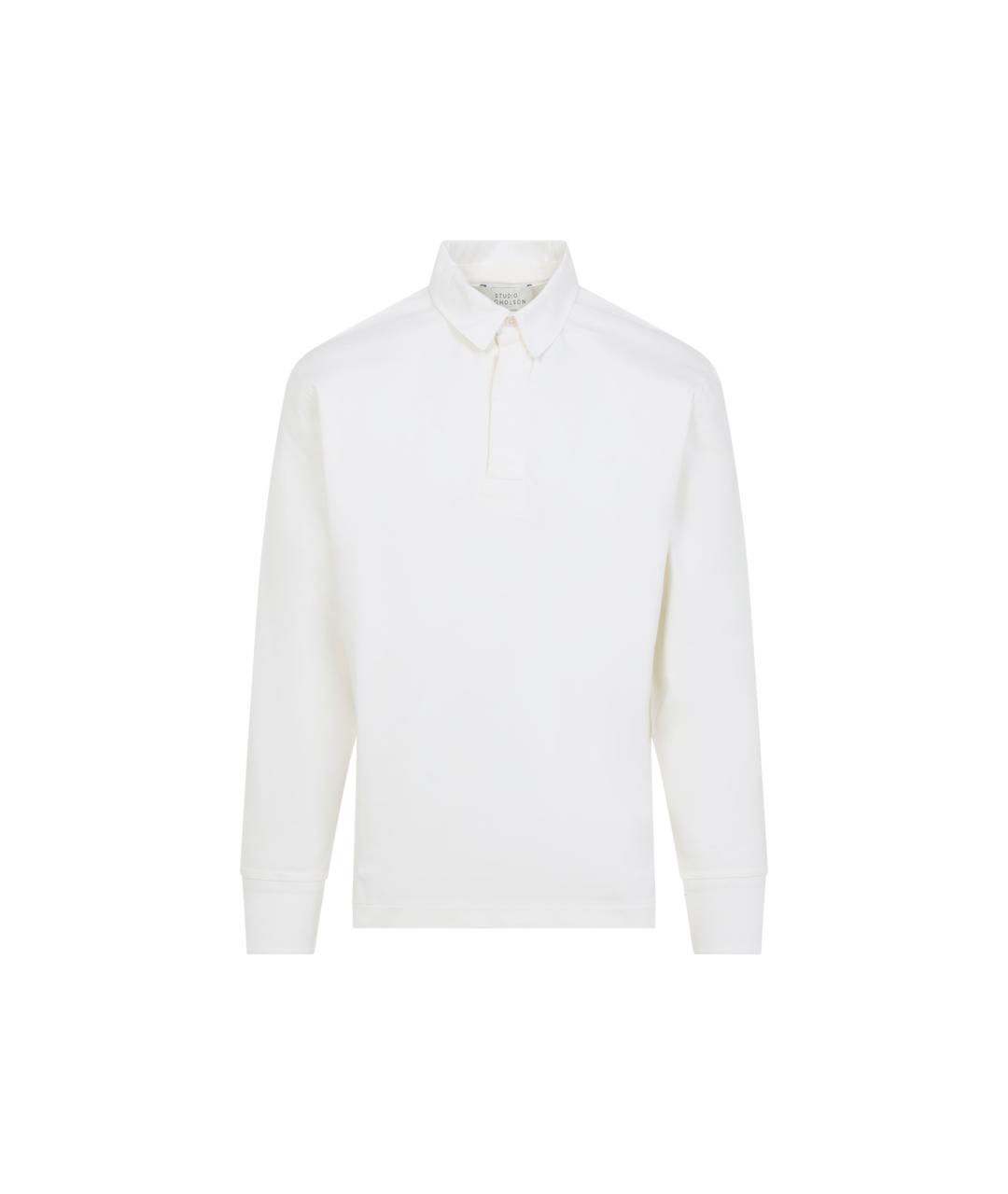STUDIO NICHOLSON Белое хлопковое поло с длинным рукавом, фото 1