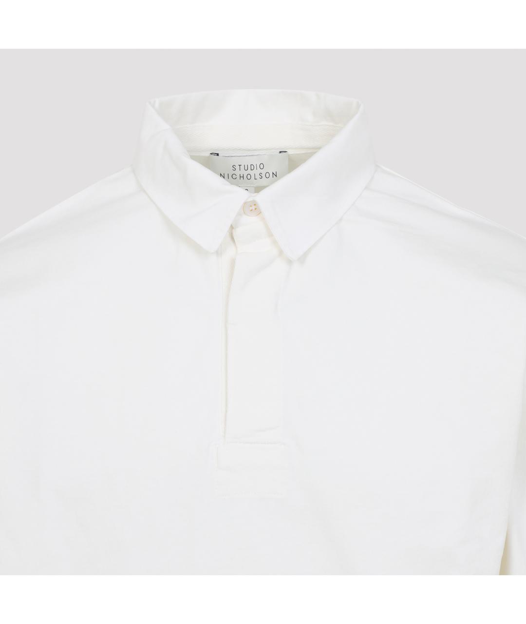 STUDIO NICHOLSON Белое хлопковое поло с длинным рукавом, фото 4