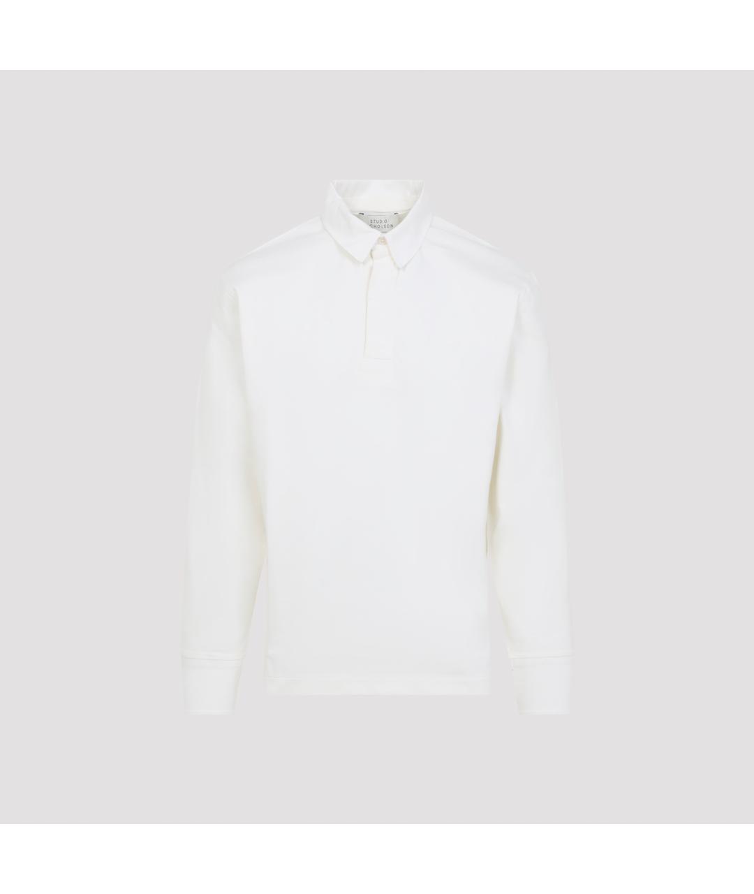 STUDIO NICHOLSON Белое хлопковое поло с длинным рукавом, фото 2