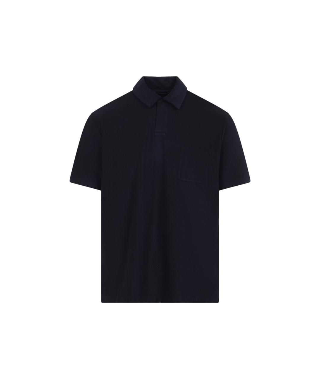 RALPH LAUREN PURPLE LABEL Темно-синее хлопковое поло с коротким рукавом, фото 1