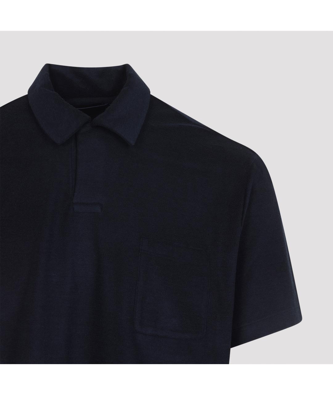 RALPH LAUREN PURPLE LABEL Темно-синее хлопковое поло с коротким рукавом, фото 5