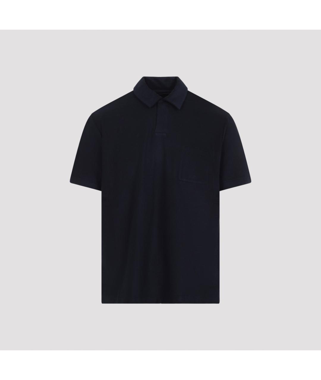 RALPH LAUREN PURPLE LABEL Темно-синее хлопковое поло с коротким рукавом, фото 2