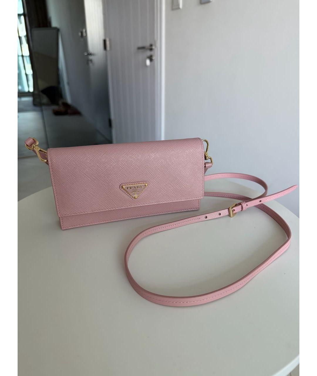 PRADA Розовая кожаная сумка через плечо, фото 5