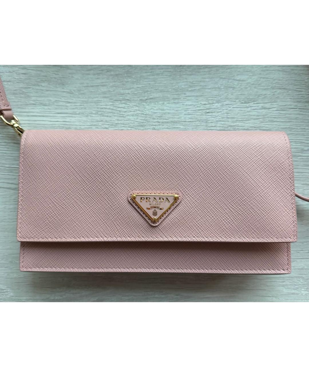 PRADA Розовая кожаная сумка через плечо, фото 8