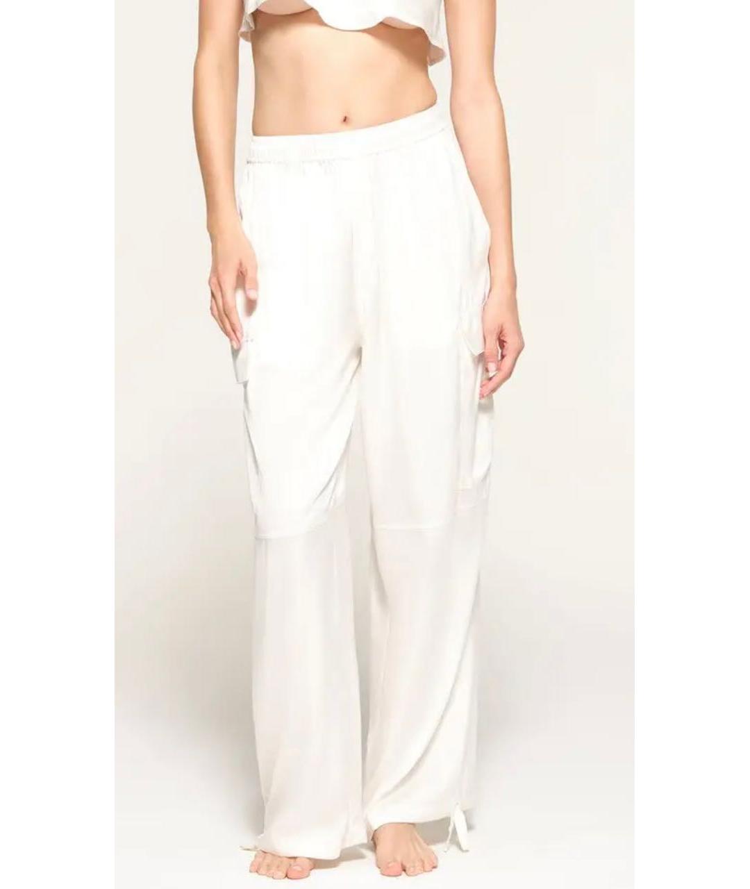 SKIMS Белые шелковые брюки широкие, фото 6