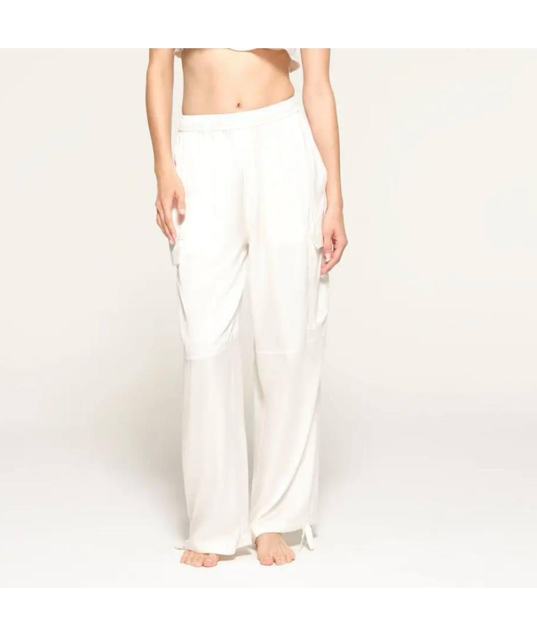 SKIMS Белые шелковые брюки широкие, фото 2