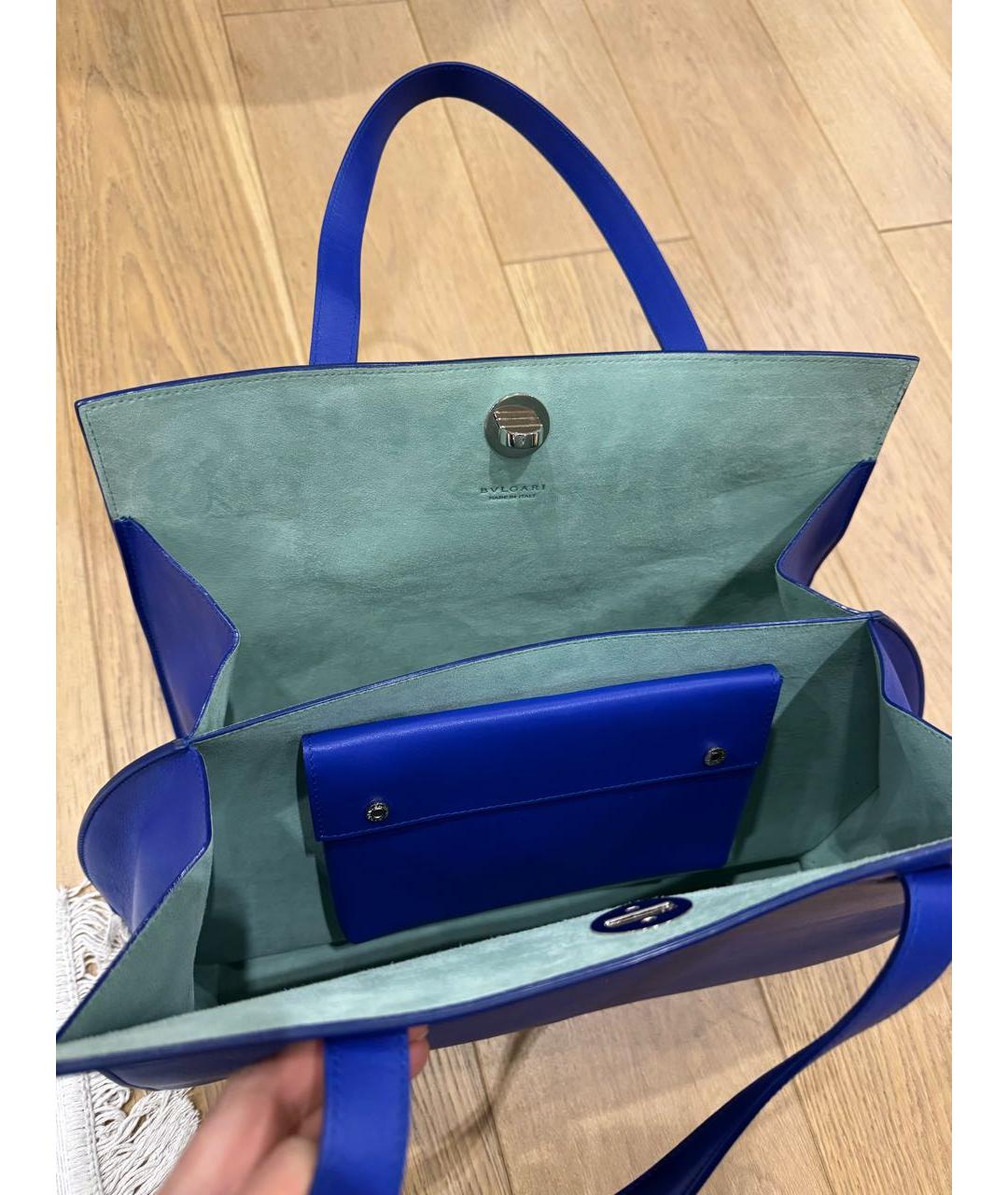 BVLGARI Синяя кожаная сумка через плечо, фото 4