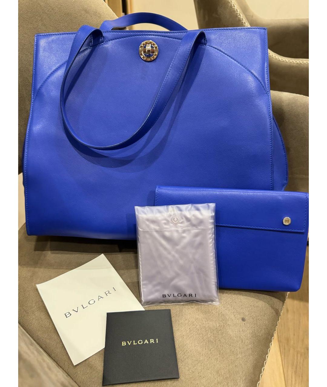 BVLGARI Синяя кожаная сумка через плечо, фото 2