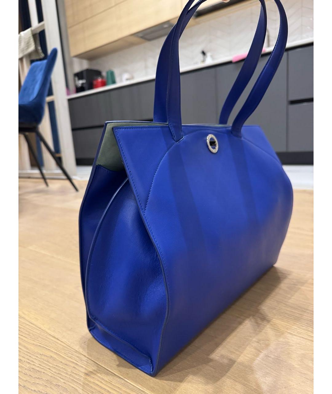 BVLGARI Синяя кожаная сумка через плечо, фото 3