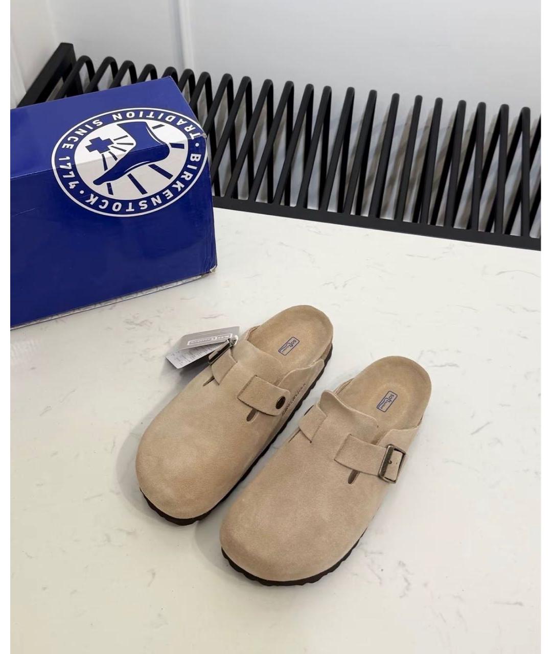 BIRKENSTOCK Бежевые замшевые сандалии, фото 2