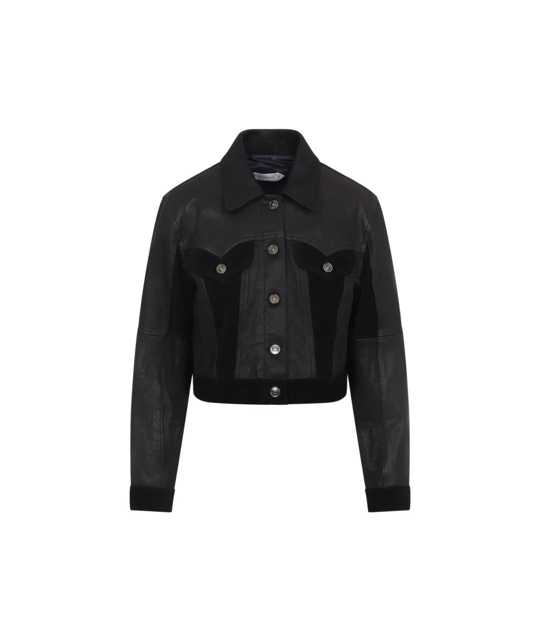 VERSACE Черная кожаная куртка, фото 1