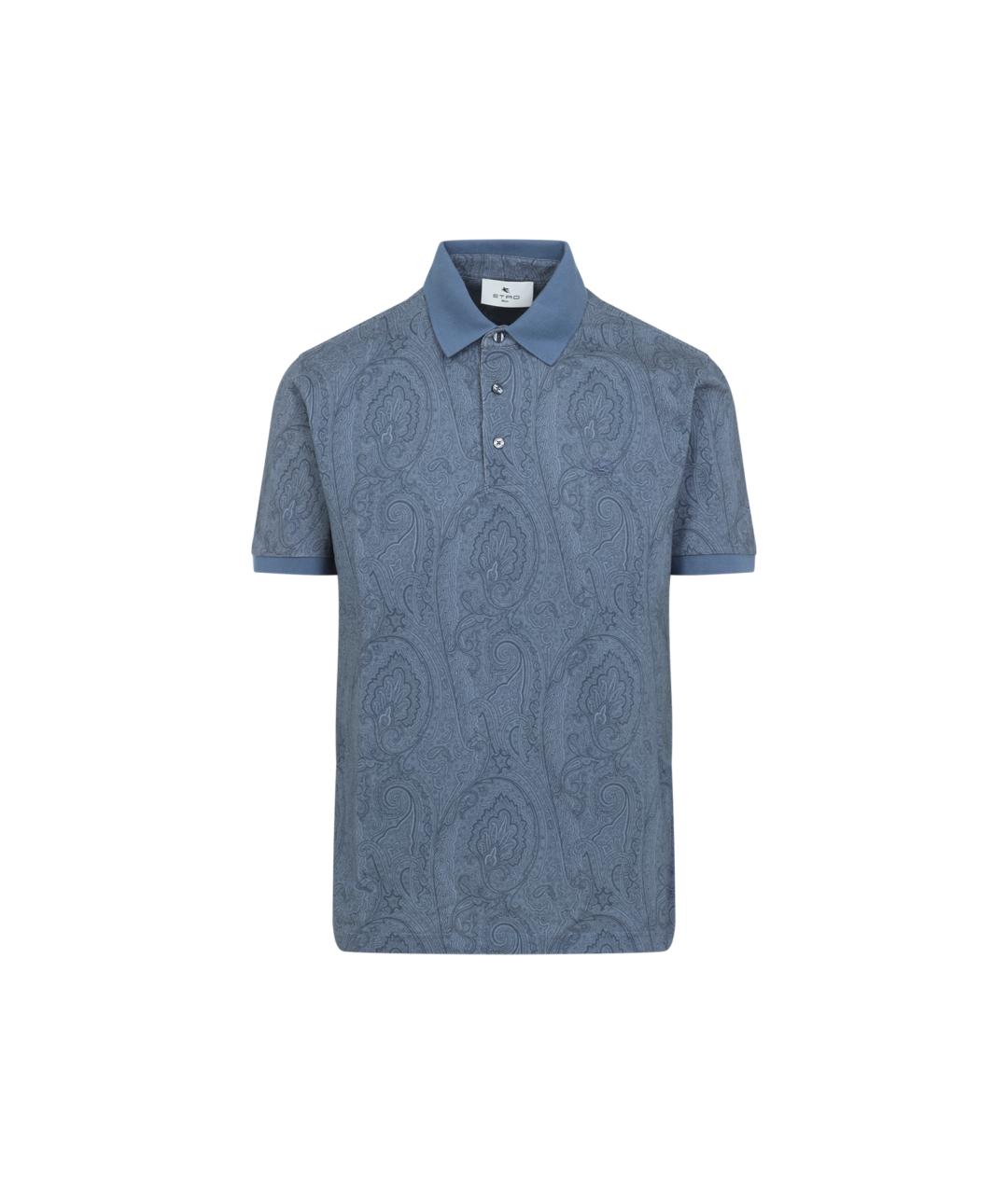 ETRO Голубое хлопковое поло с коротким рукавом, фото 1
