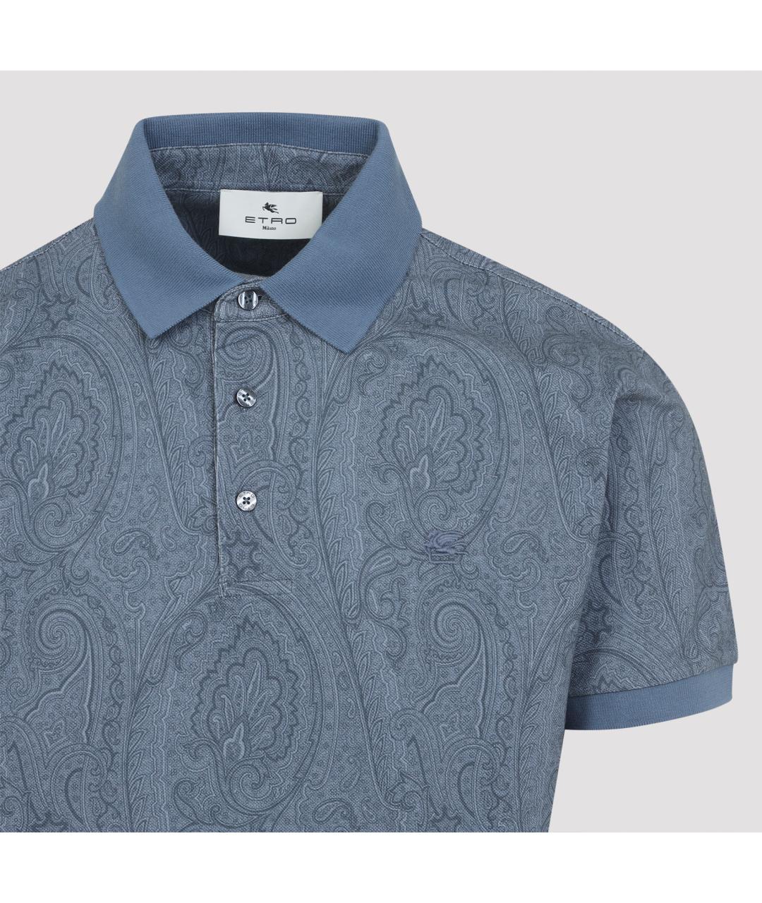 ETRO Голубое хлопковое поло с коротким рукавом, фото 3