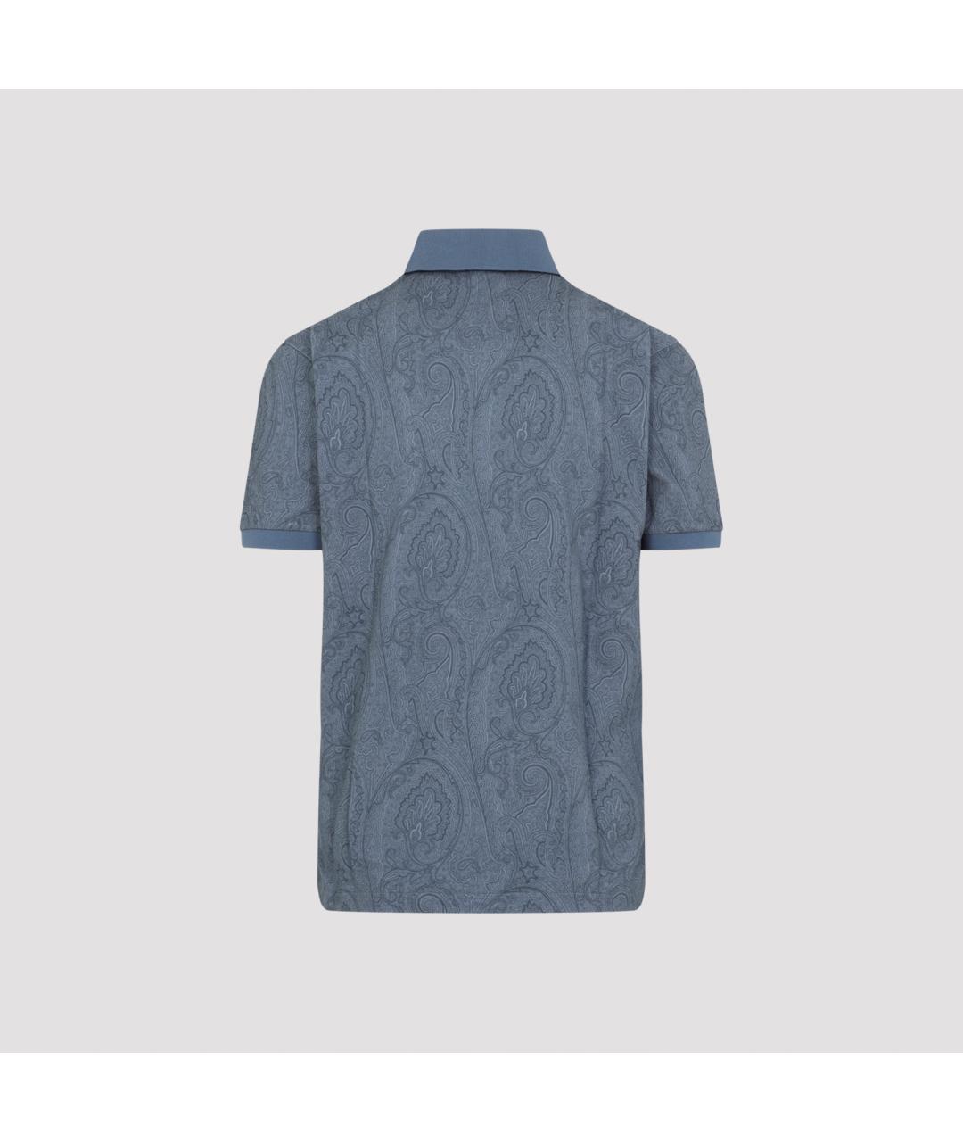 ETRO Голубое хлопковое поло с коротким рукавом, фото 2