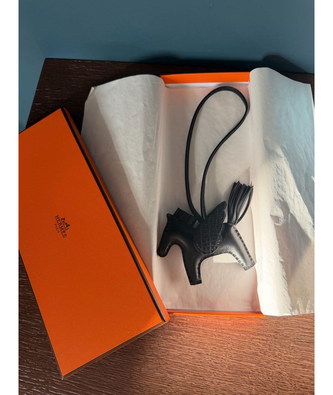 HERMES Черный брелок, фото 3