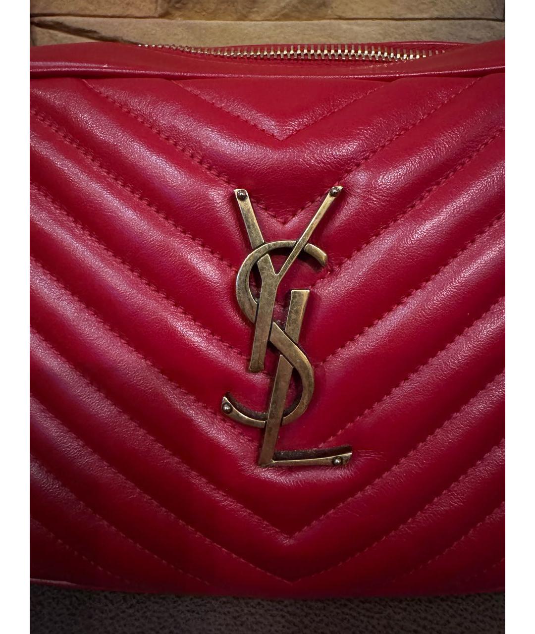 SAINT LAURENT Красная кожаная сумка через плечо, фото 6
