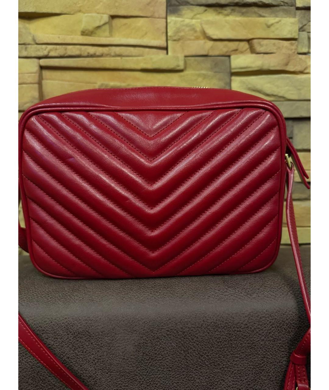 SAINT LAURENT Красная кожаная сумка через плечо, фото 2