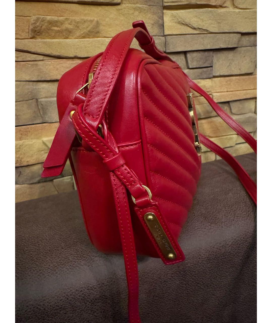 SAINT LAURENT Красная кожаная сумка через плечо, фото 3