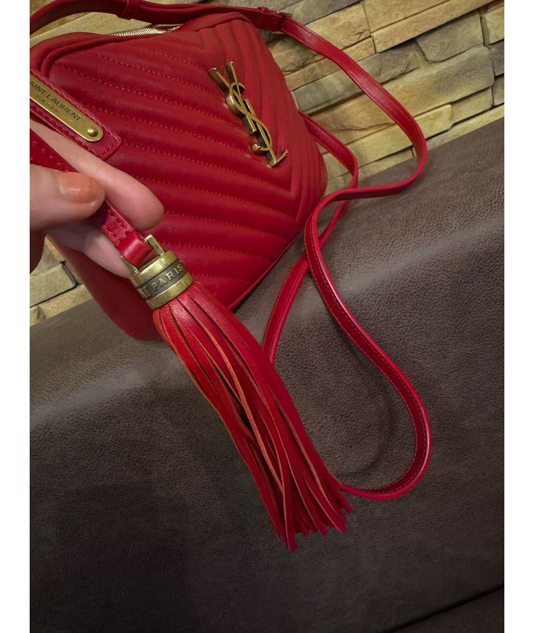 SAINT LAURENT Красная кожаная сумка через плечо, фото 5