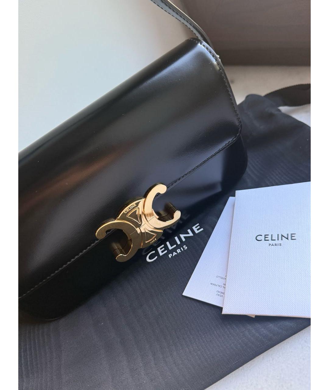 CELINE Черная кожаная сумка с короткими ручками, фото 2