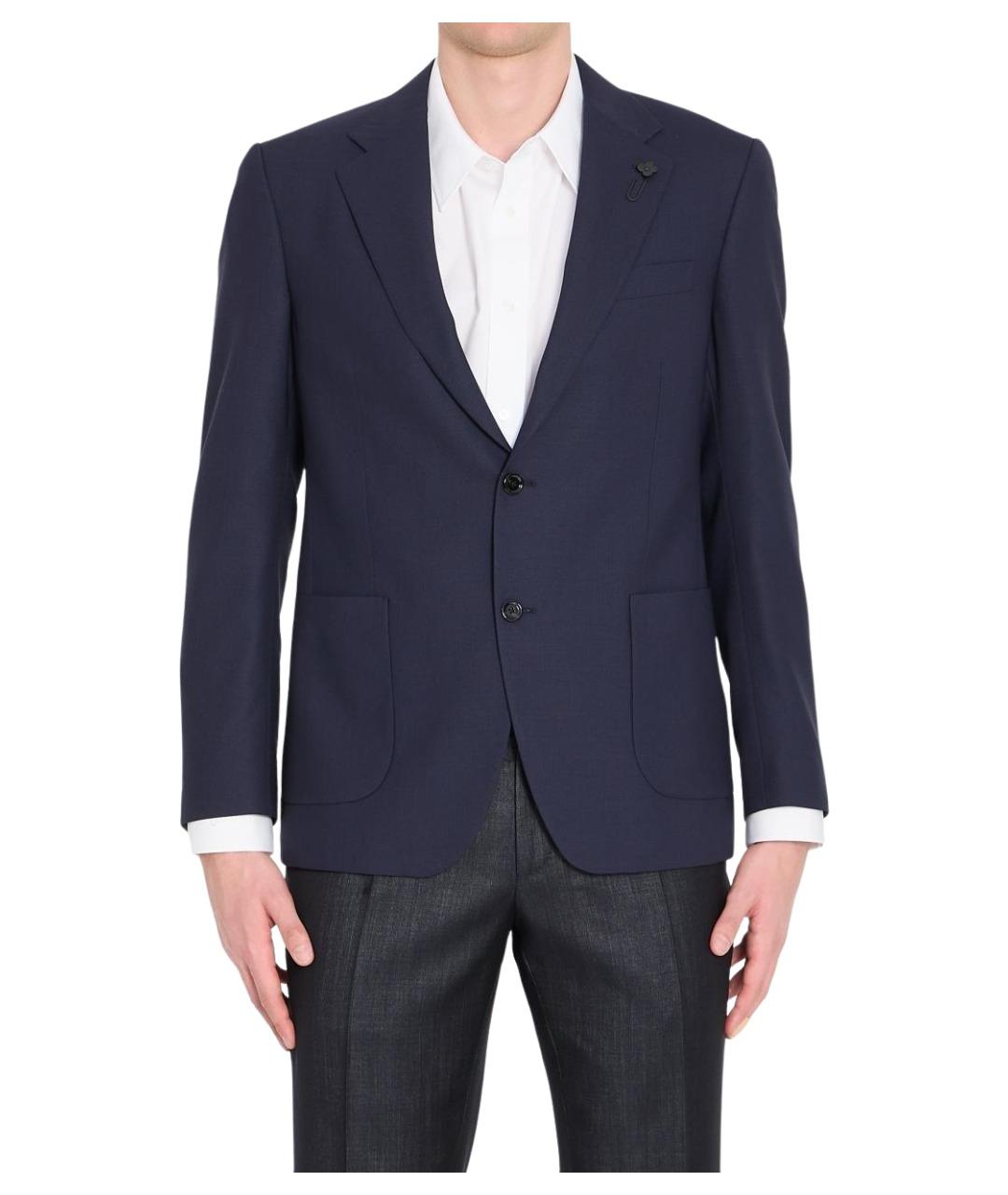 LARDINI Синий шерстяной пиджак, фото 1