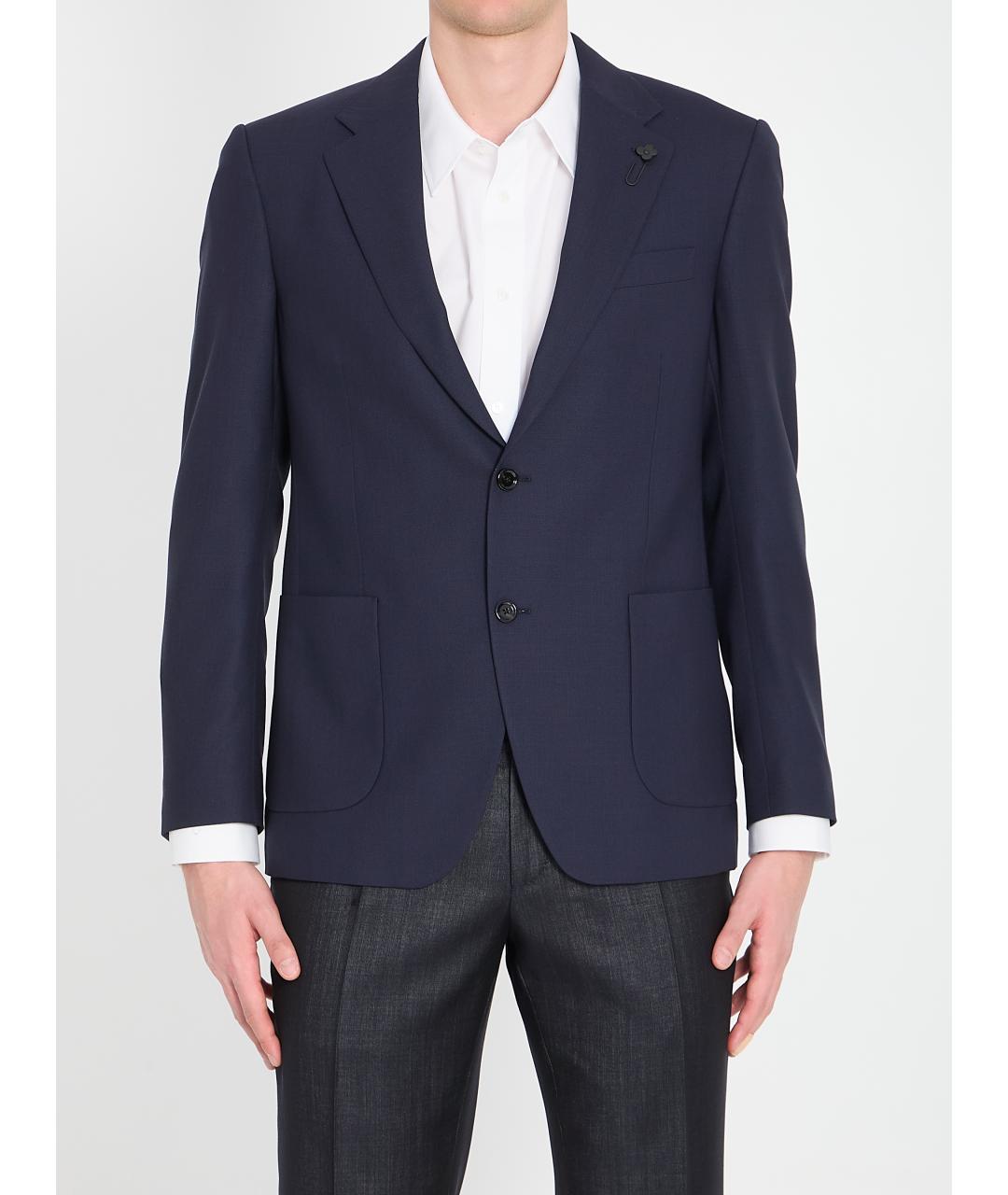 LARDINI Синий шерстяной пиджак, фото 4