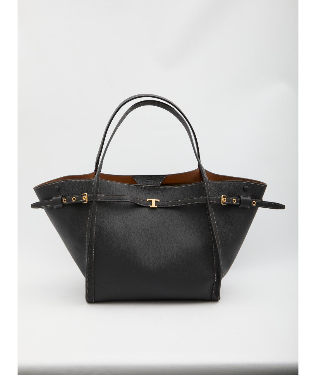 TOD'S Черная кожаная сумка тоут, фото 5