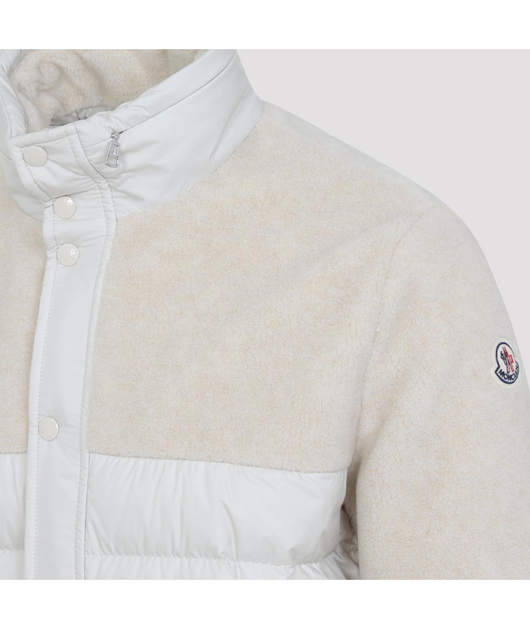 MONCLER Бежевый полиэстеровый пуховик, фото 4
