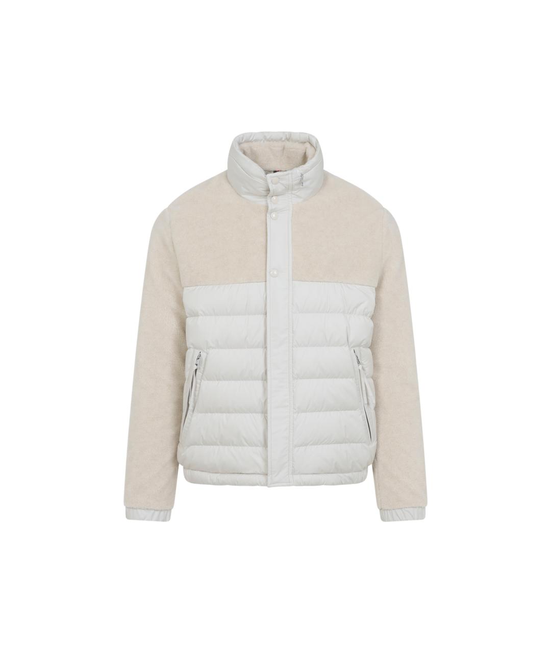 MONCLER Бежевый полиэстеровый пуховик, фото 1