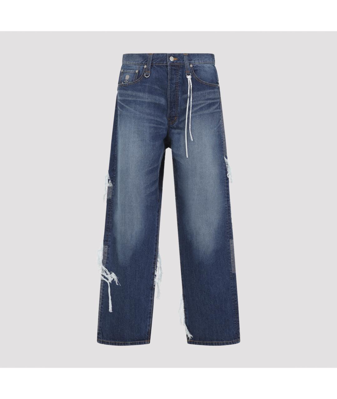 MASTERMIND WORLD Синие хлопковые прямые джинсы, фото 2