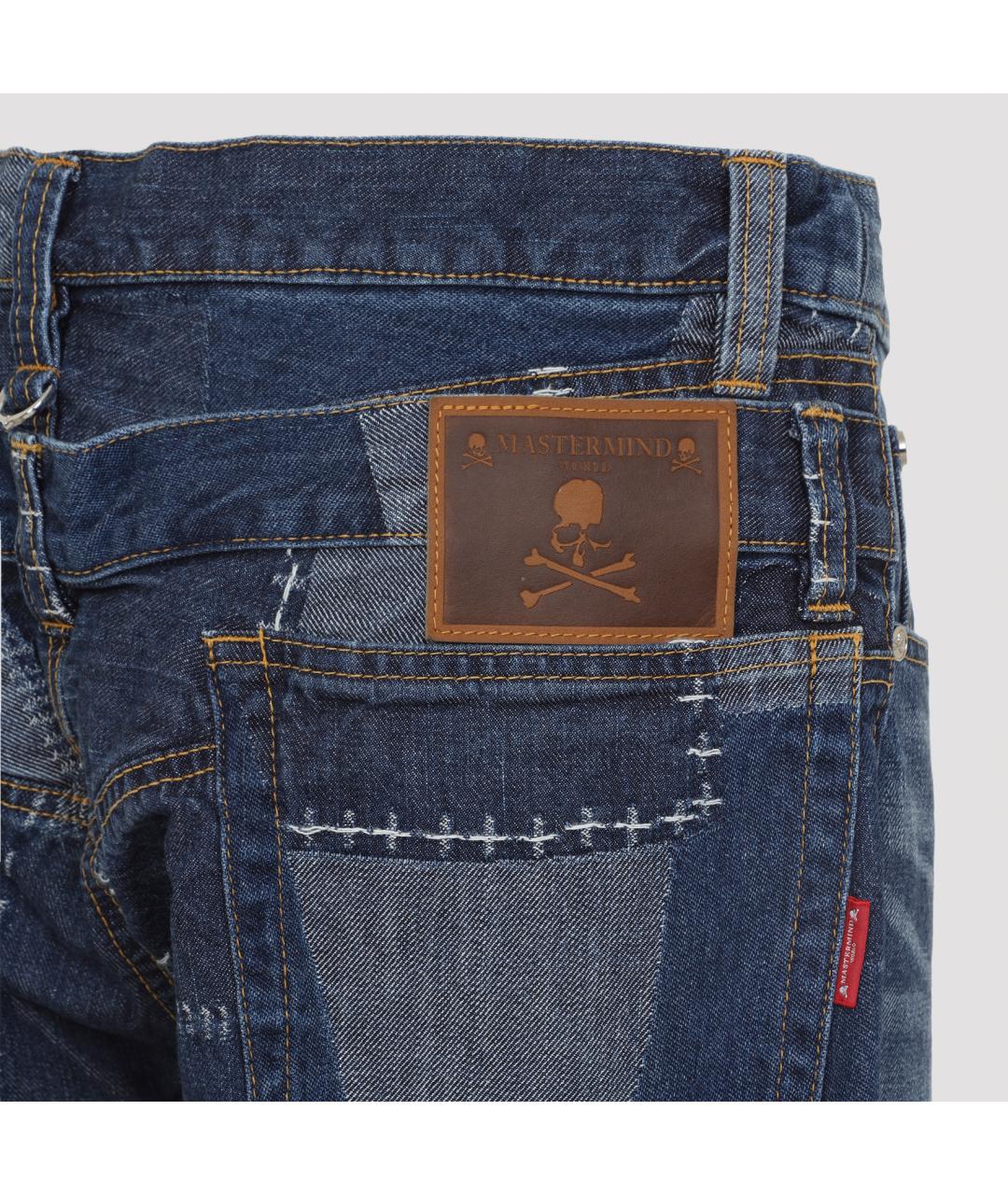 MASTERMIND WORLD Синие хлопковые прямые джинсы, фото 4