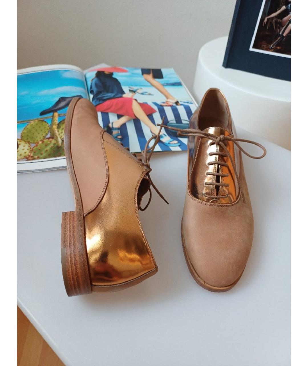 SERGIO ROSSI Бежевые кожаные брогги и оксфорды, фото 4