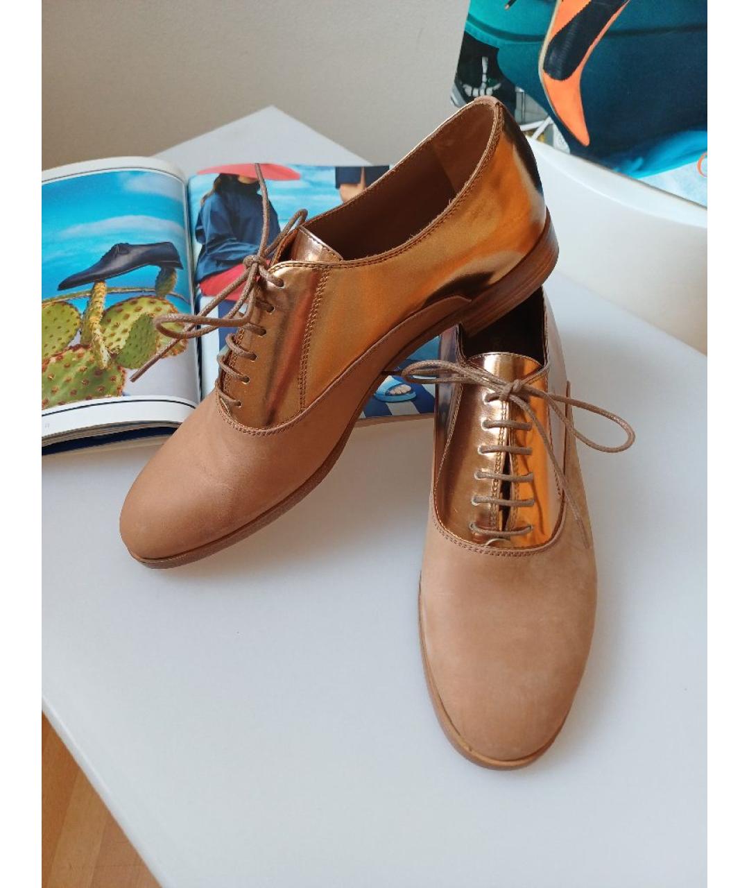 SERGIO ROSSI Бежевые кожаные брогги и оксфорды, фото 6