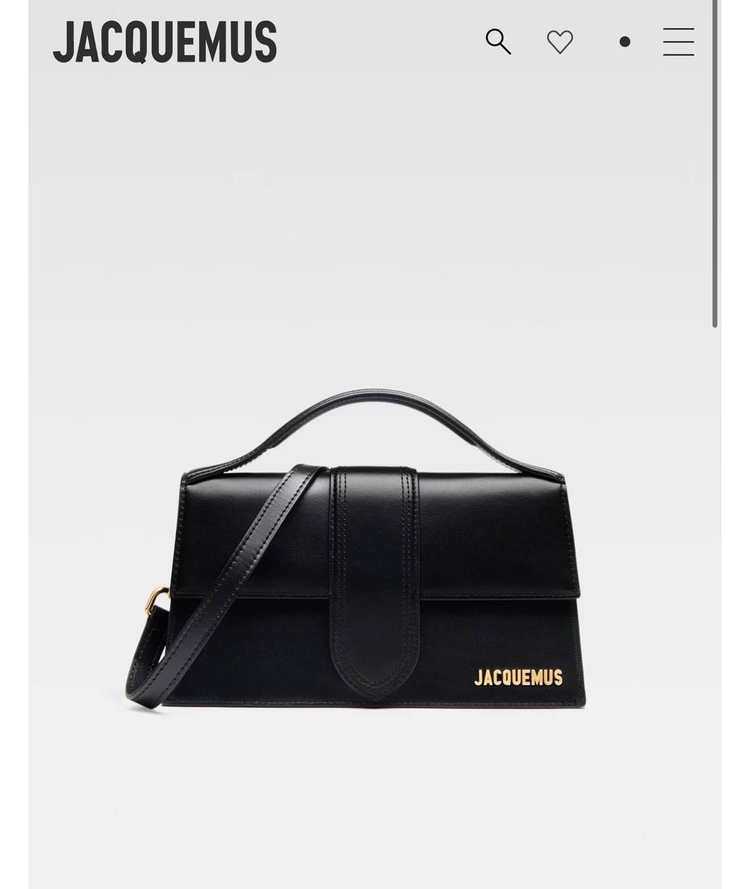 JACQUEMUS Черная кожаная сумка с короткими ручками, фото 5