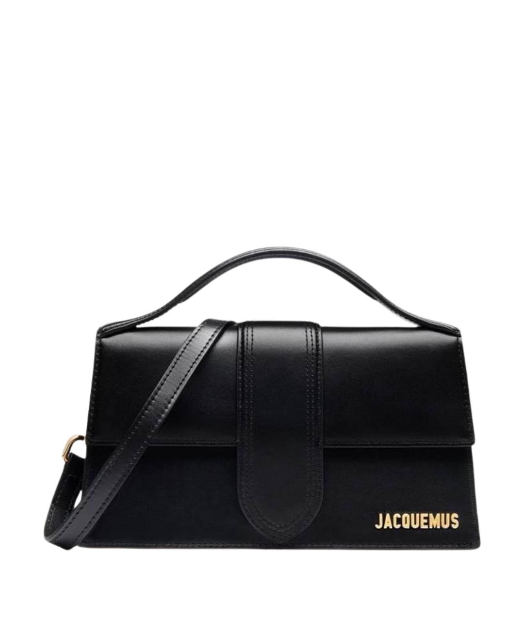 JACQUEMUS Черная кожаная сумка с короткими ручками, фото 1