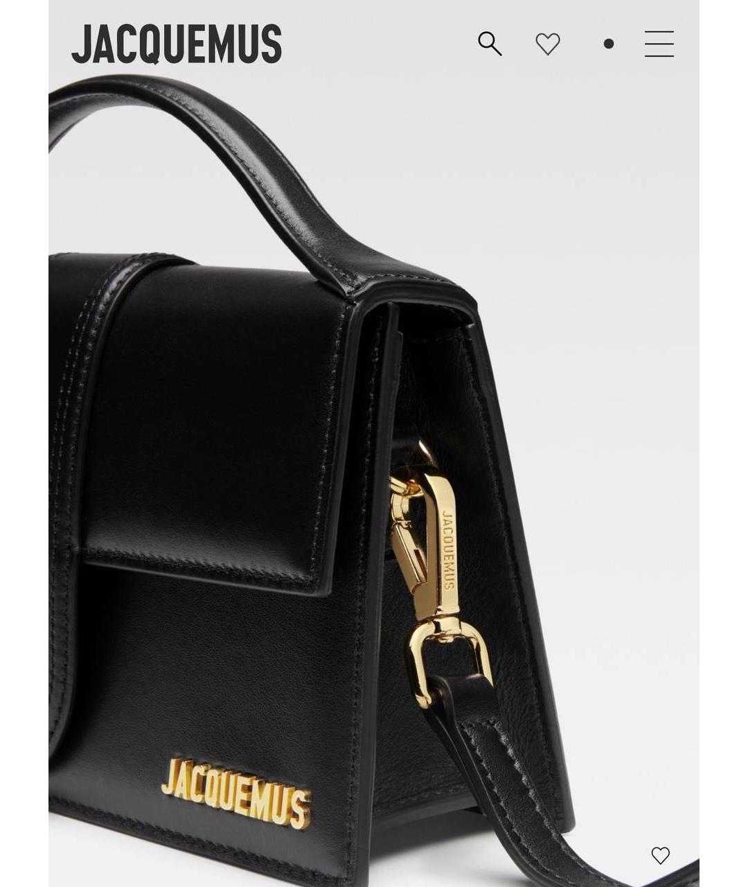 JACQUEMUS Черная кожаная сумка с короткими ручками, фото 2