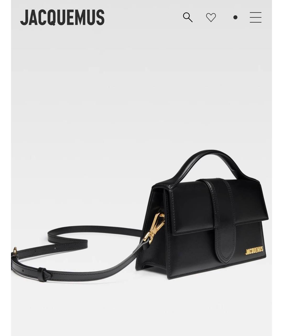 JACQUEMUS Черная кожаная сумка с короткими ручками, фото 3