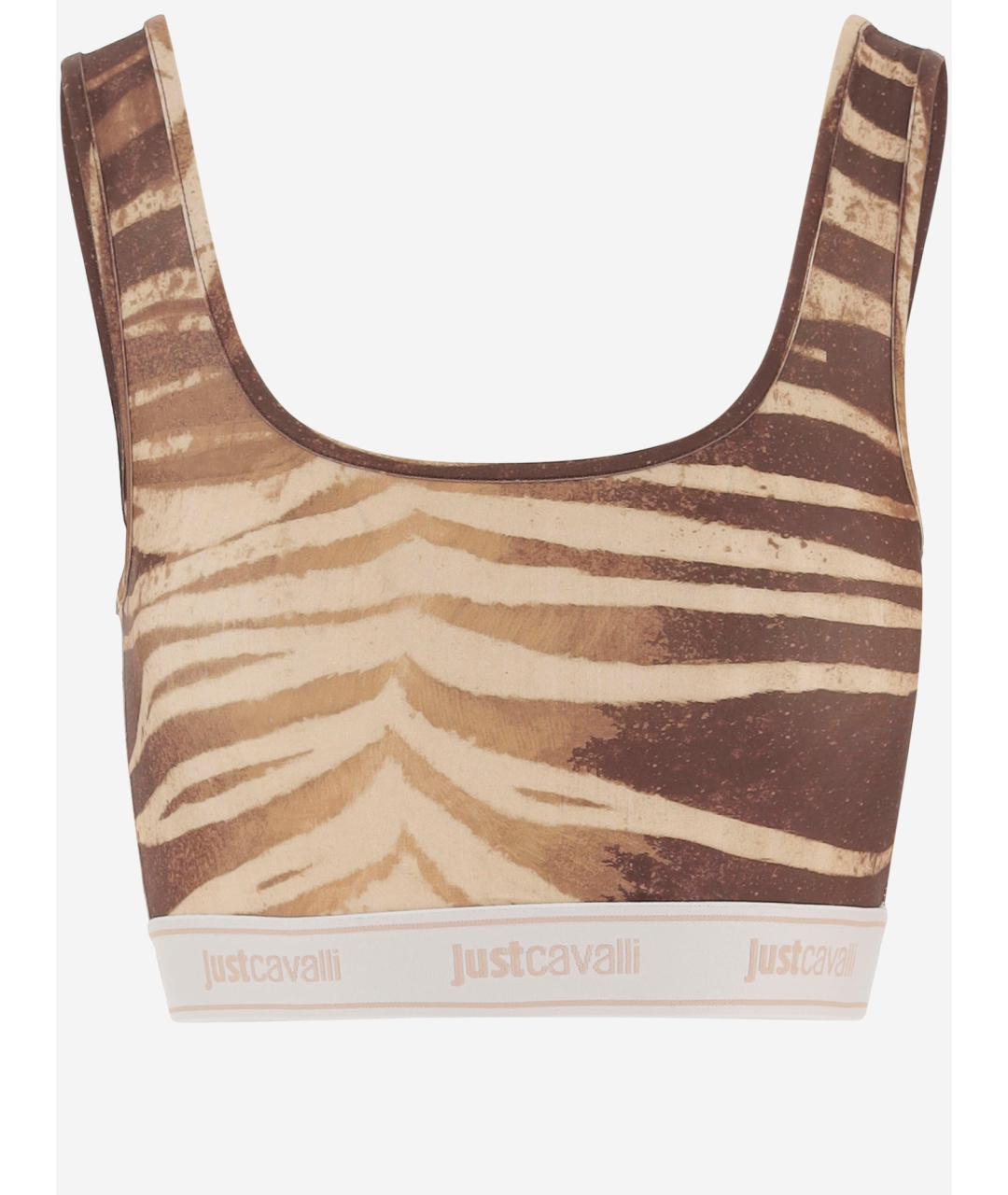 JUST CAVALLI Бежевая полиэстеровая майка, фото 4