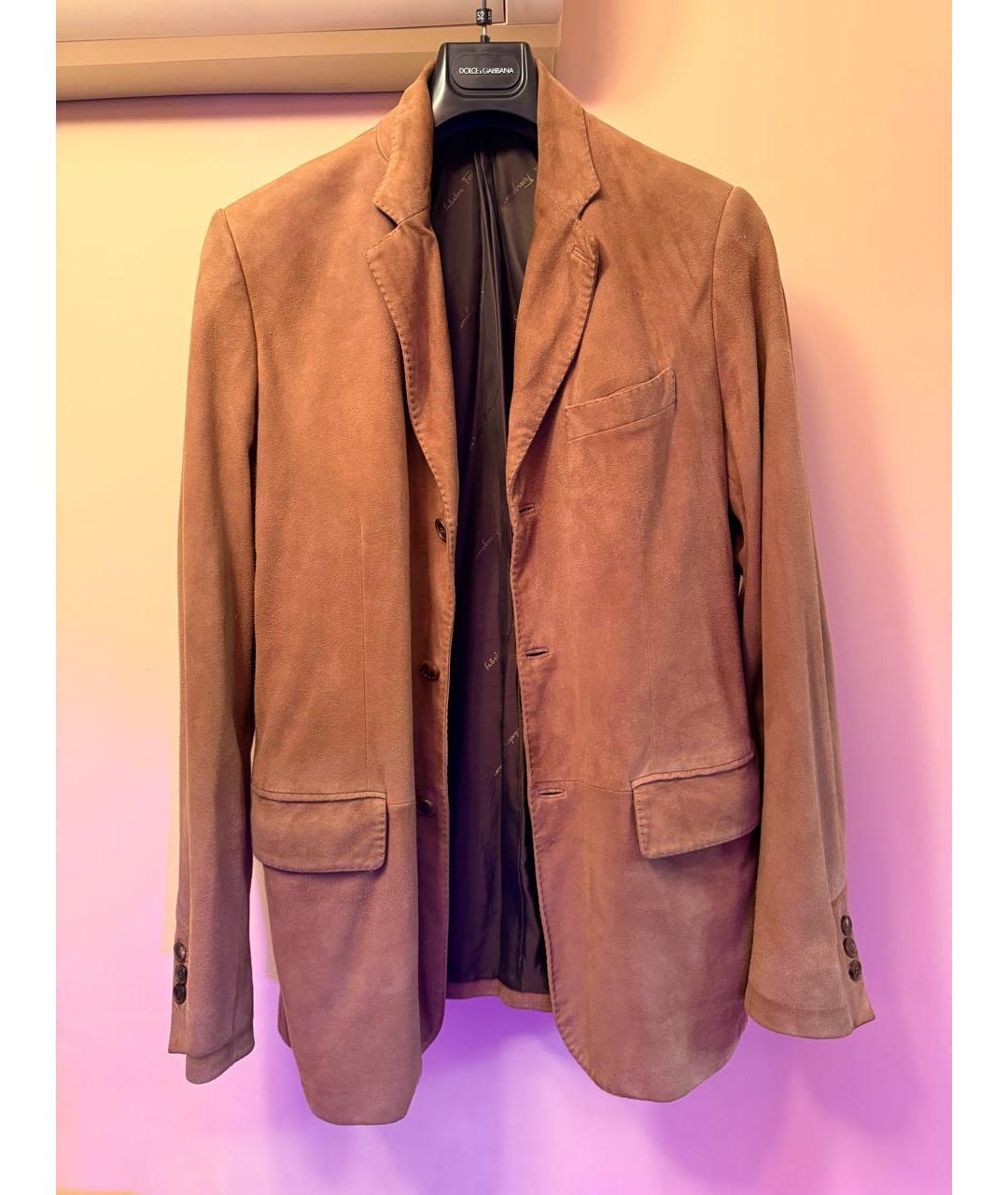 FERRAGAMO Бежевый замшевый пиджак, фото 9