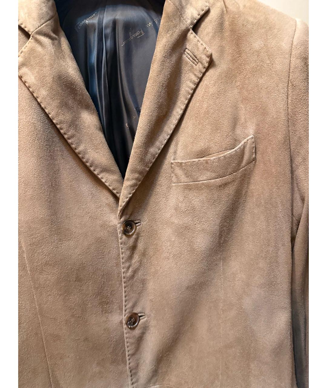 FERRAGAMO Бежевый замшевый пиджак, фото 4
