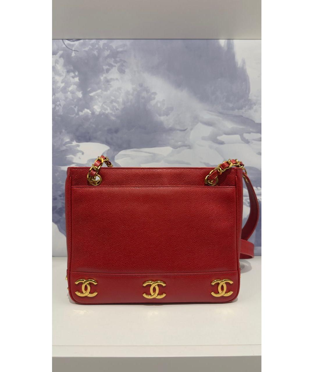 CHANEL Красная кожаная сумка через плечо, фото 8