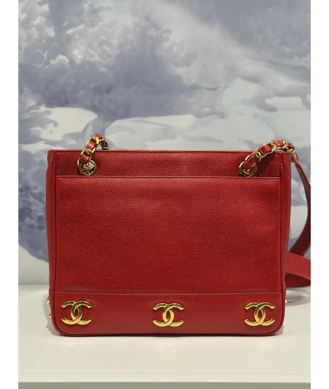 CHANEL Красная кожаная сумка через плечо, фото 2
