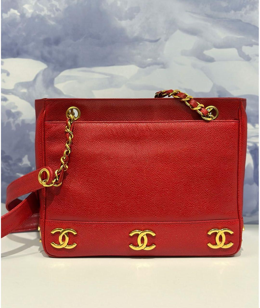 CHANEL Красная кожаная сумка через плечо, фото 6