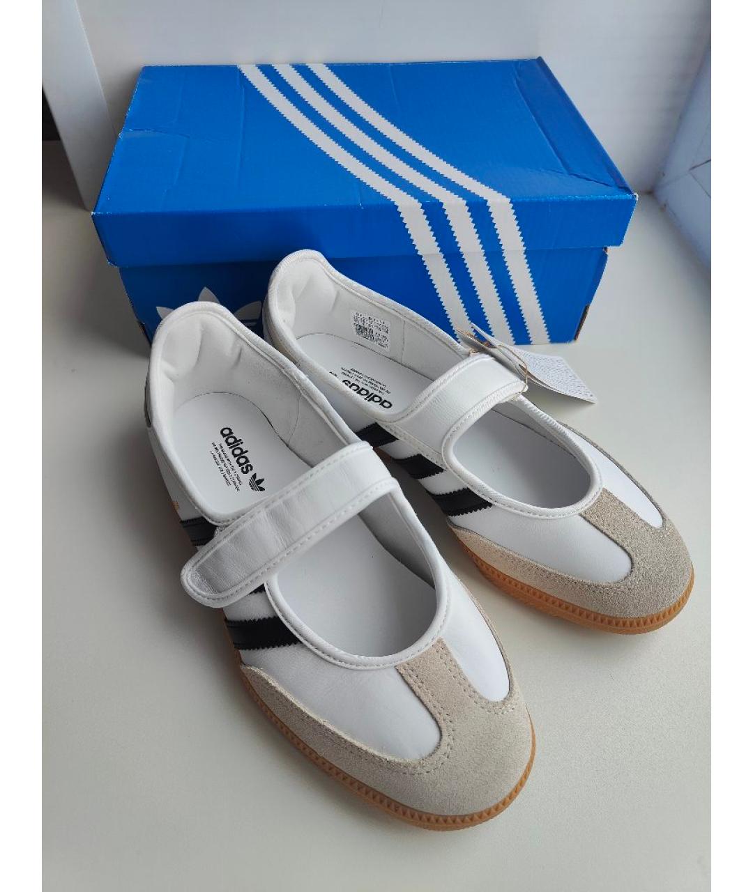 ADIDAS Белые кожаные балетки, фото 9