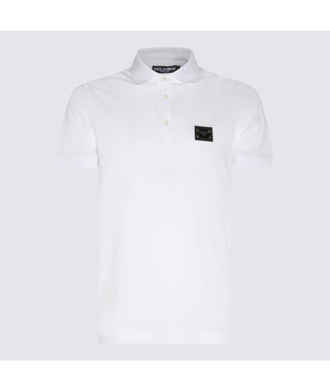 DOLCE&GABBANA Белое хлопковое поло с коротким рукавом, фото 3