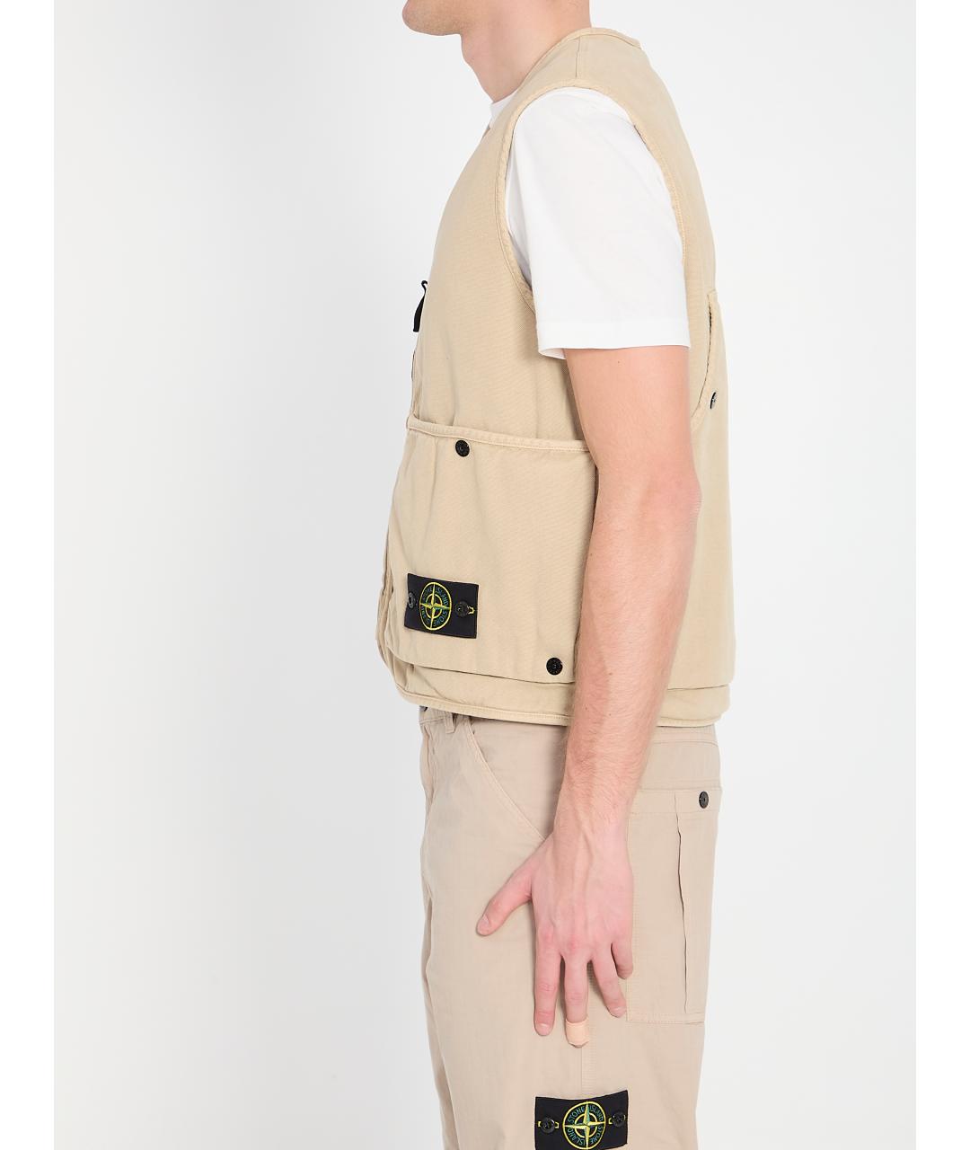 STONE ISLAND Бежевый хлопковый жилет, фото 2