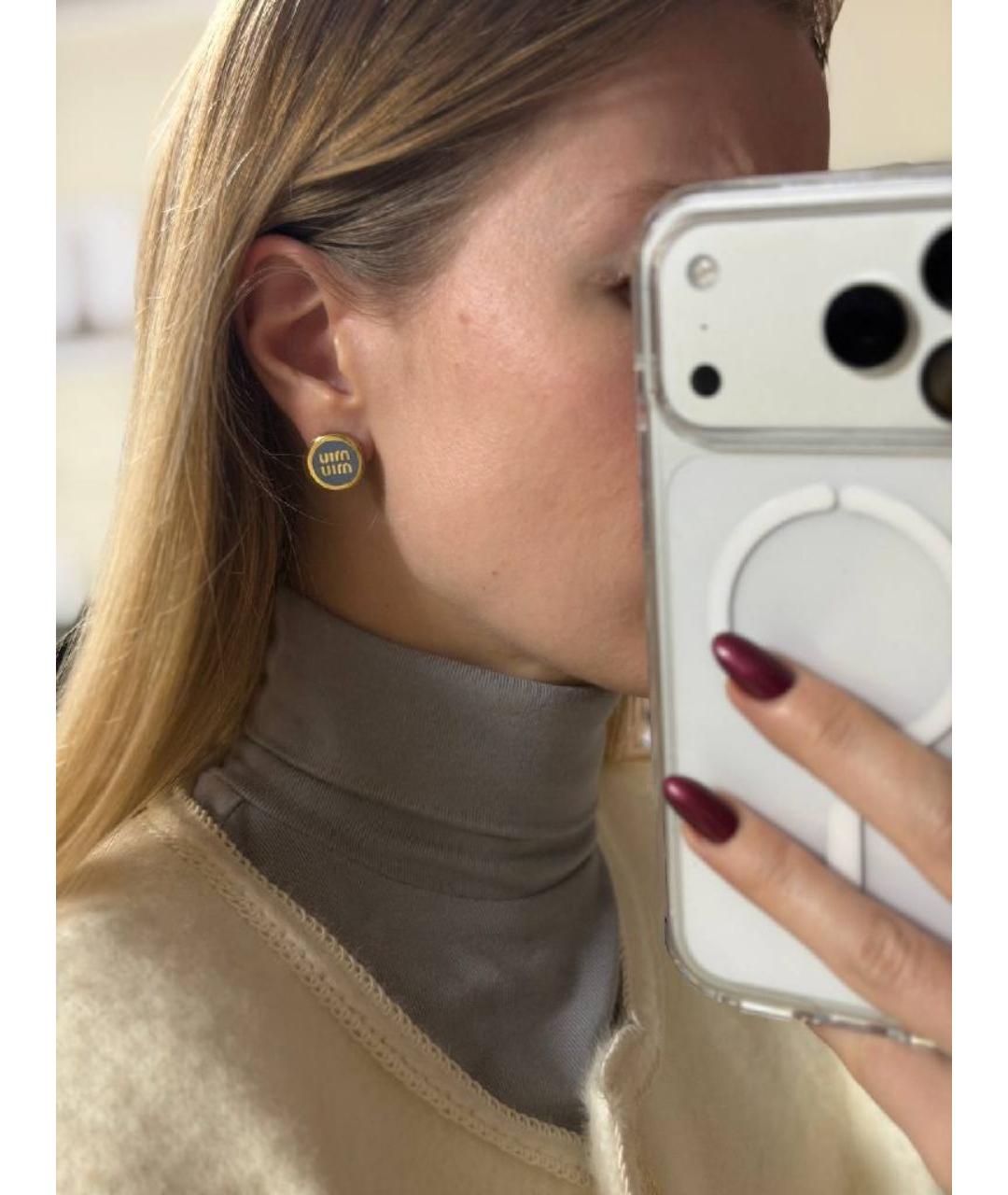 MIU MIU Голубые металлические серьги, фото 3